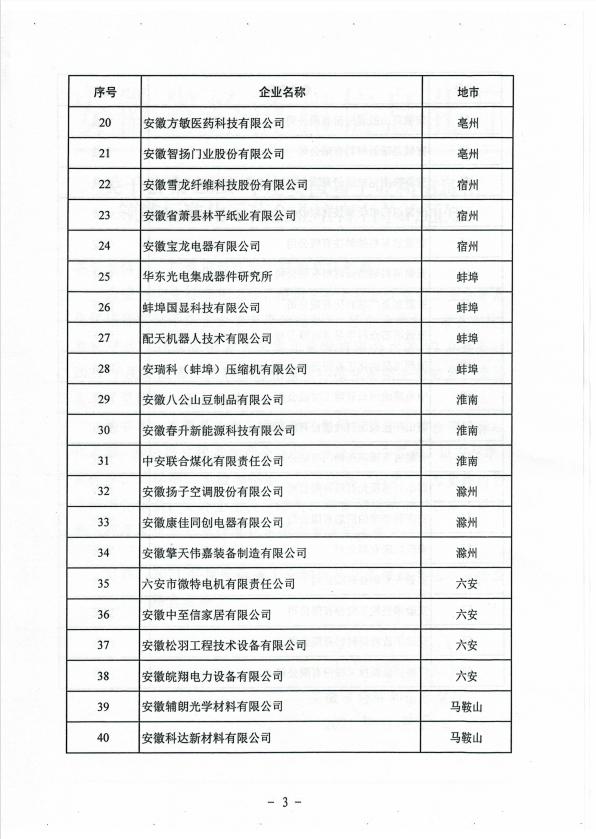 關(guān)于發(fā)布2021年度安徽省工業(yè)和信息化領(lǐng)域標(biāo)準(zhǔn)化示范企業(yè)培育名單的通知